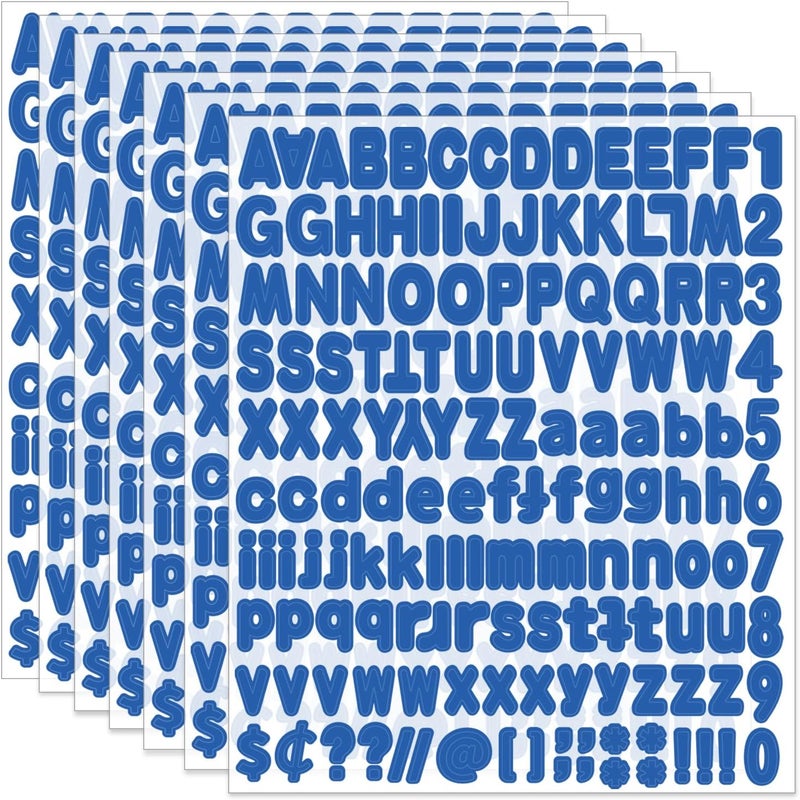 starboling Alphabet Stickers, 1''Inch 12 Sheets Blue Letter Stickers Self-Adhesive Vinyl for Mailbox Numbers, Bulletin Boards & Home Decor - Image 1